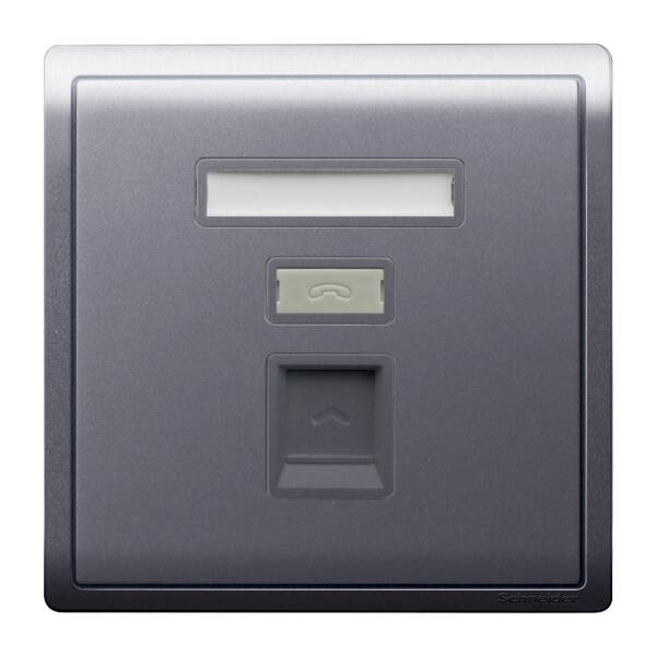 1 Gang Telephone Socket, Keystone on Shuttered Wallplate, Lavendar Silver - 1