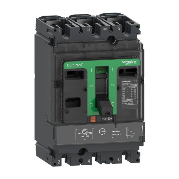 Circuit breaker, ComPacT NSX160N, 50kA/415VAC, 3 poles, TMD trip unit 125A, 50 degrees C - 1