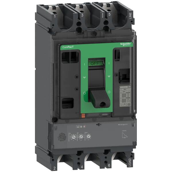 Circuit breaker, ComPacT NSX630N, 50kA/415VAC, 3 poles, MicroLogic 2.3 trip unit 630A - 1