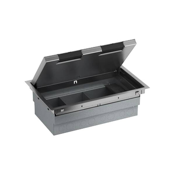 empty floor box - 3 compartments - stainless steel - 100 mm - 1