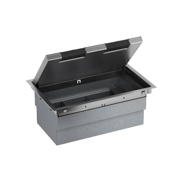 empty floor box - 3 compartments - stainless steel - 130 mm - 1