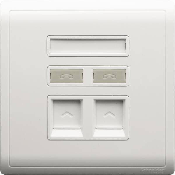 Keystone Wallplate, Actassi, 2 gang, shuttered, without module, white - 1